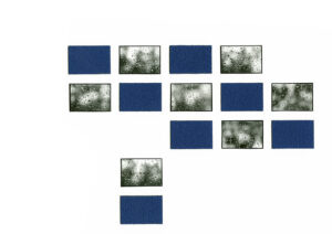 7 Bilder Regentropfen auf Fensterscheibe in Schwarzweiß mit Dunkelblauen Farbtafeln