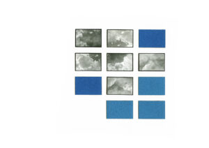 6 Bilder mit Wolken 4 Bilder in Blau mit Sandkörnung
